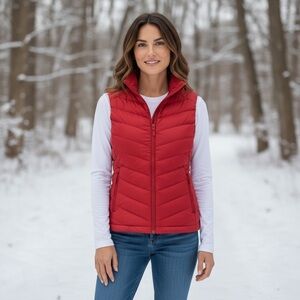 Women's Red Puffer Vest